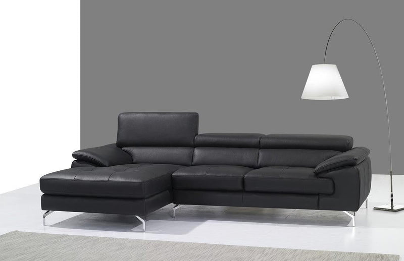 A973b Premium Leather Mini Sectional in Blue | J&M Furniture