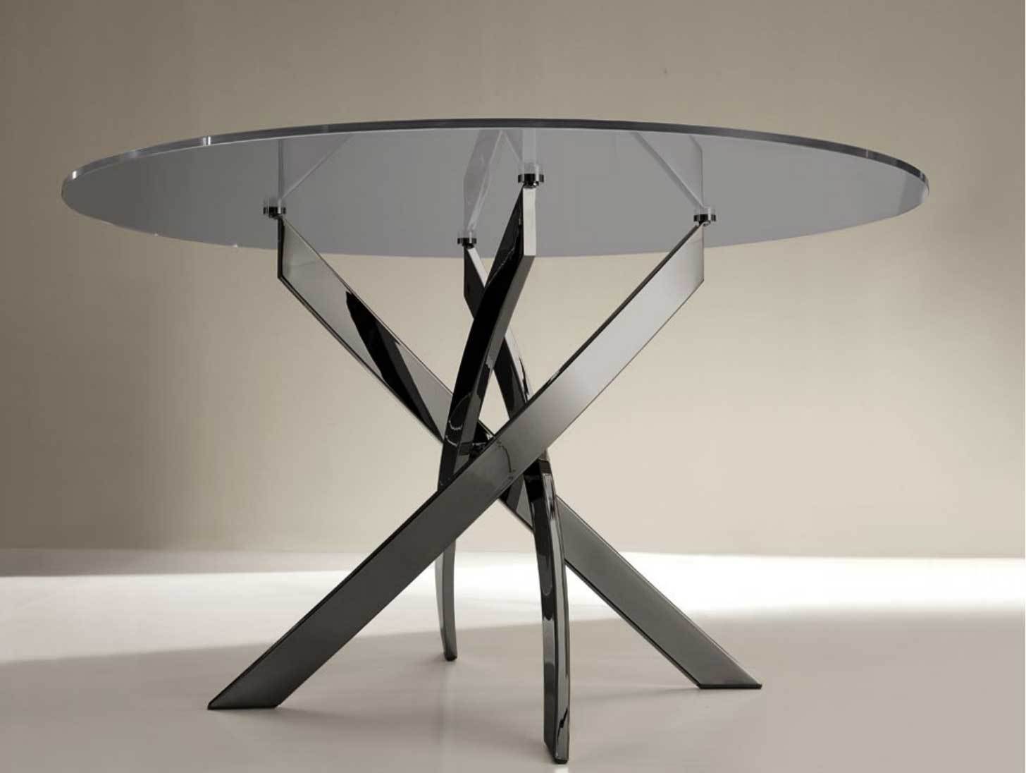 Bontempi Casa Dining Room Barone Round Glass Table 1.58