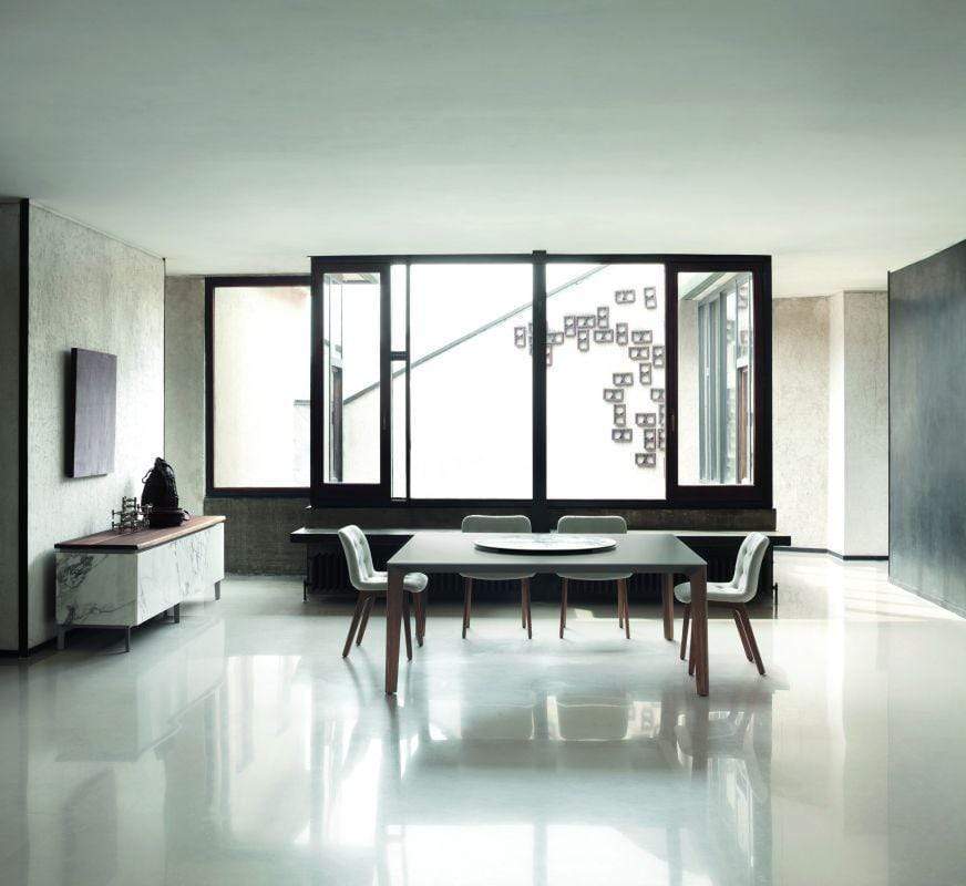 Bontempi Casa Dining Table Versus Wooden Lacquered Glass Top Table 20.52 - 20.54