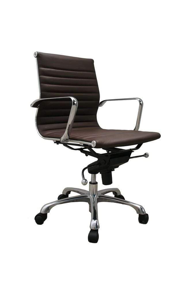 J and M Furniture Chair Comfy Low Back Brown Office Chair