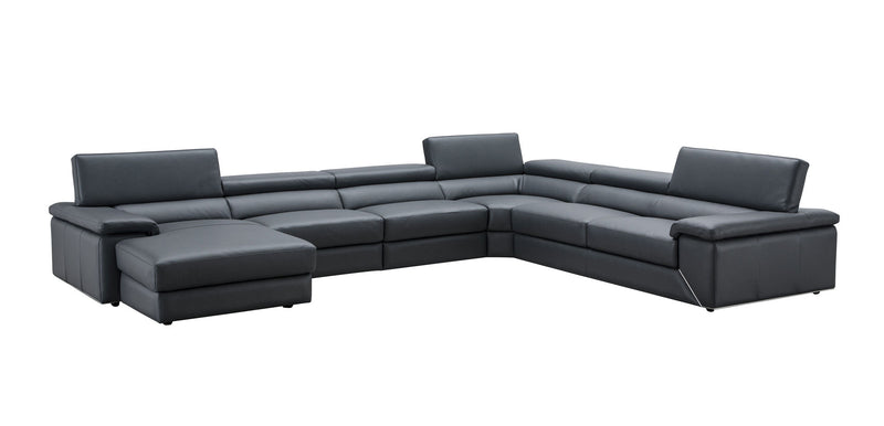 Kobe Leather Sectional in Blue Grey | J&M Furniture